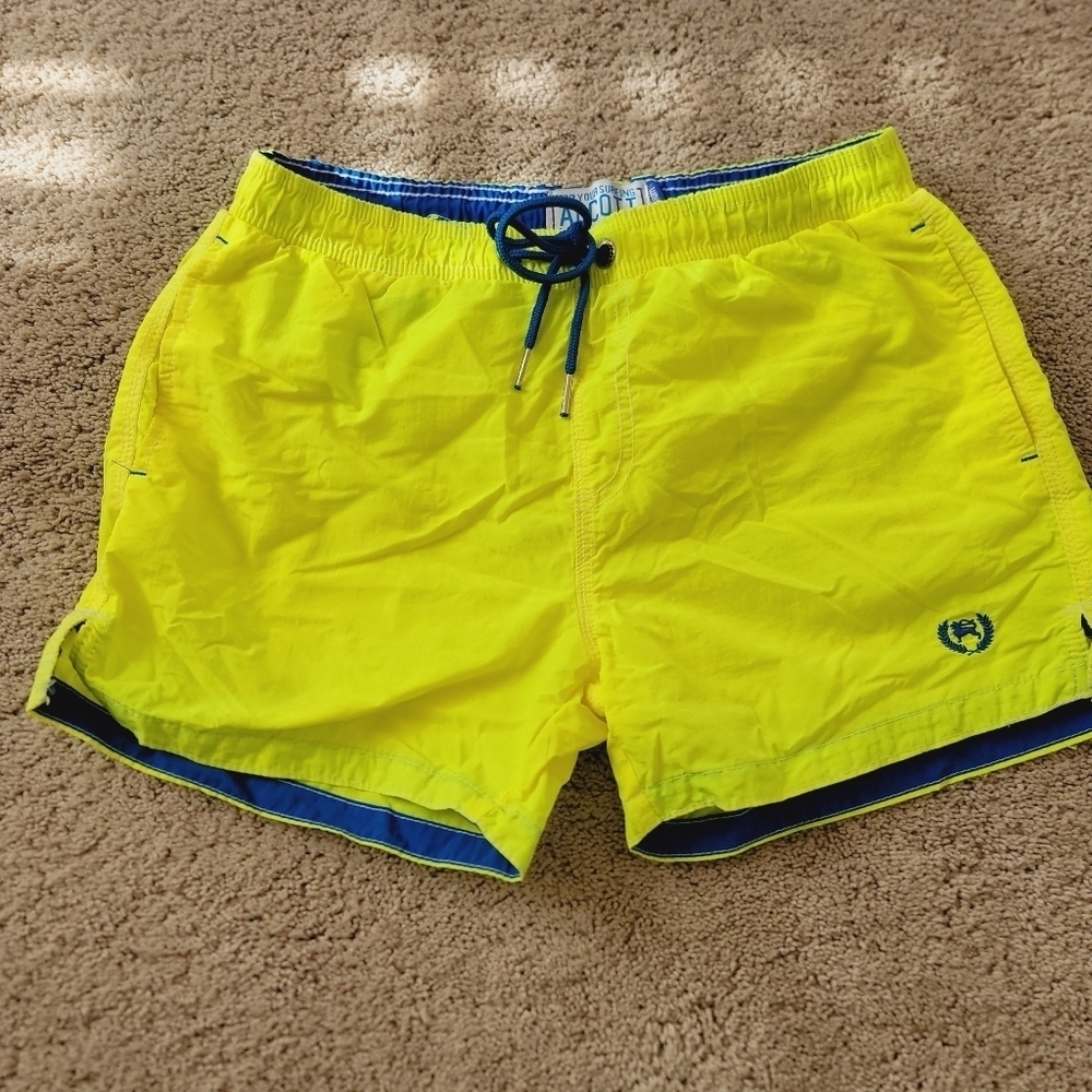 Alcott Yellow Swim Shorts with Blue Trim M